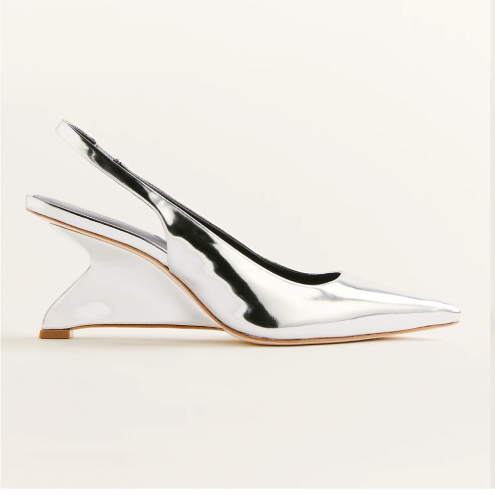 Metallic silver Westlyn closed toe wedge